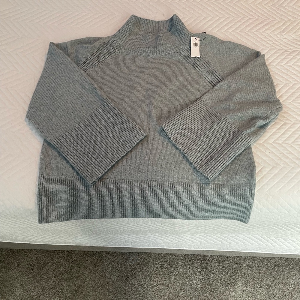 Banana Republic Cozy Mock-Neck Sweater Aquamarine Large - Picture 3 of 3